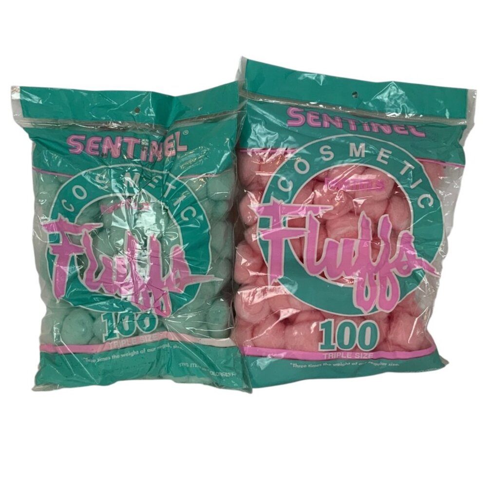 Vintage Sentinel Cosmetic Fluffs Cotton Balls Pastel Blue Pink 100 Count Each 19